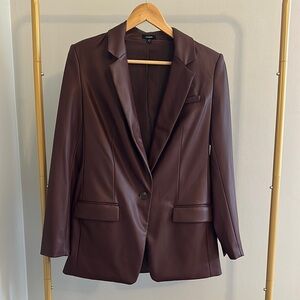 Express Wine Women's Faux Leather Blazer